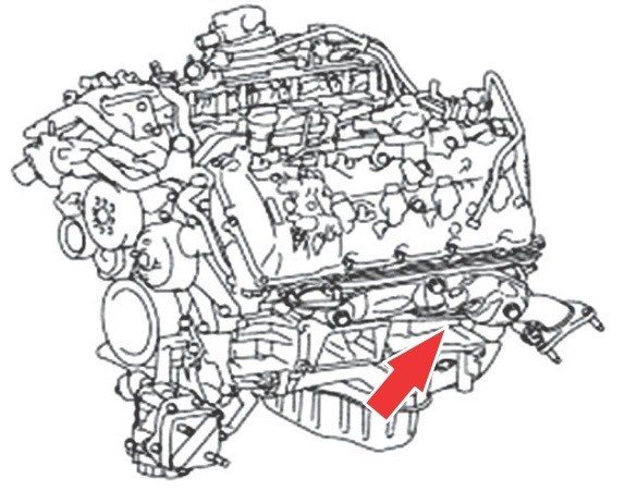 Место, где находится номер двигателя 1UR-FE